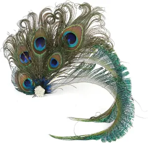 Fascinator Peacock Feather Hair Clips Flapper Headband Art Deco 20's Accessories for Women