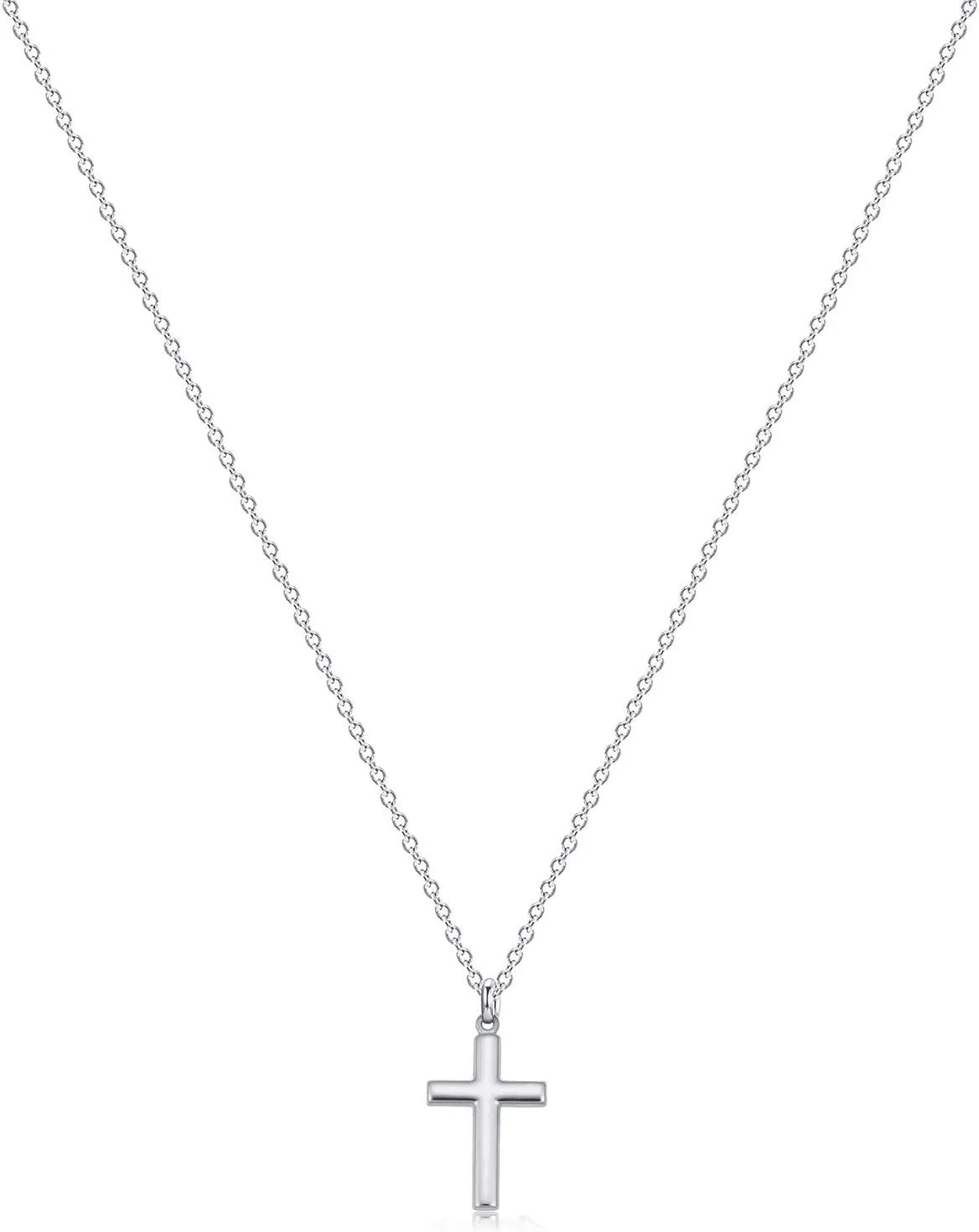 Fettero Cross Necklace Faith Pendant 14K Plated Dainty Chain Minimalist Simple Tiny God Lords Prayer Religious Jewelry