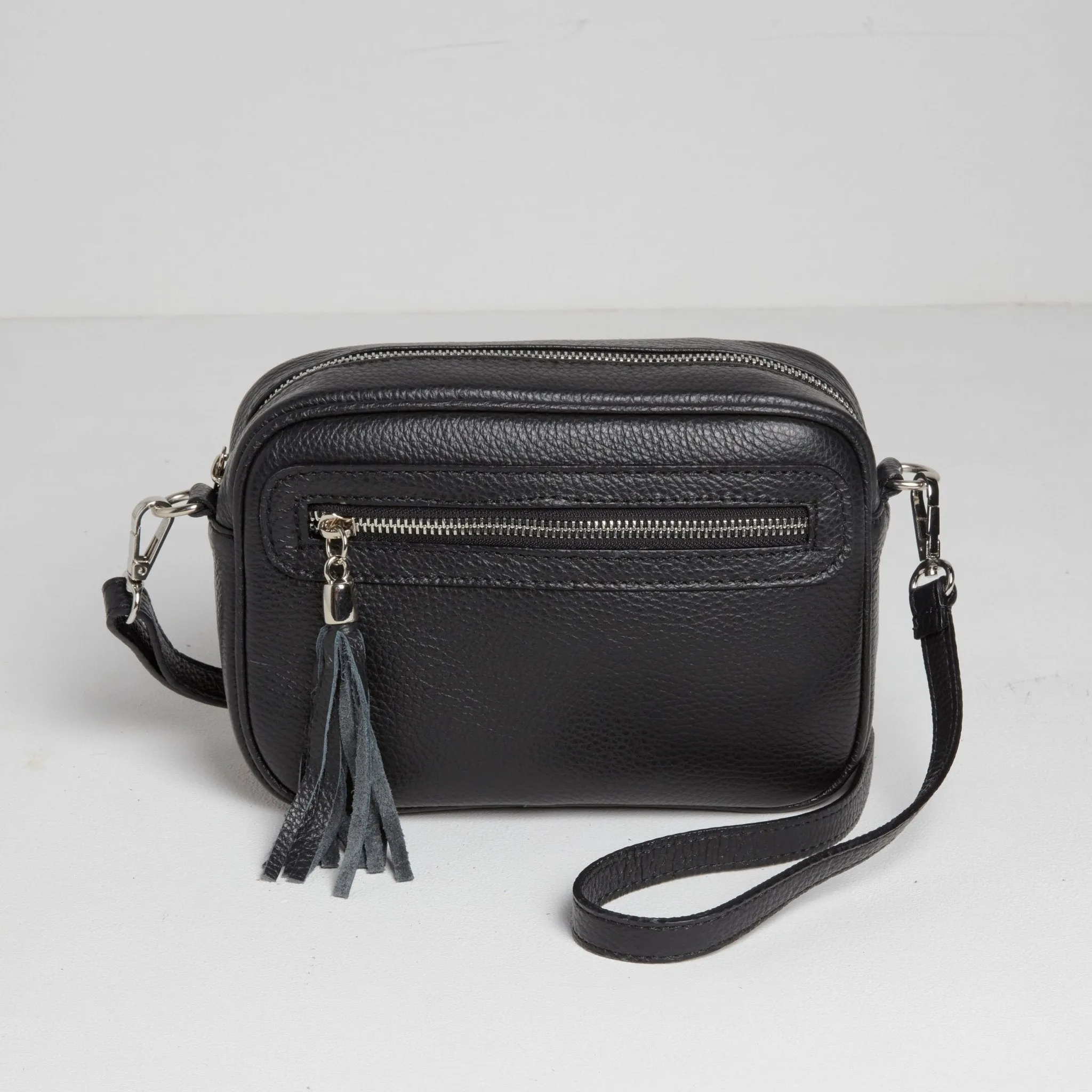 Florence Crossbody Bag in Black with Snake Strap