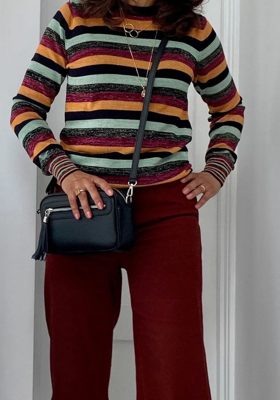 Florence Crossbody Bag in Black with Snake Strap