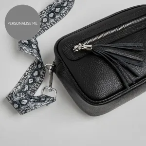 Florence Crossbody Bag in Black with Snake Strap