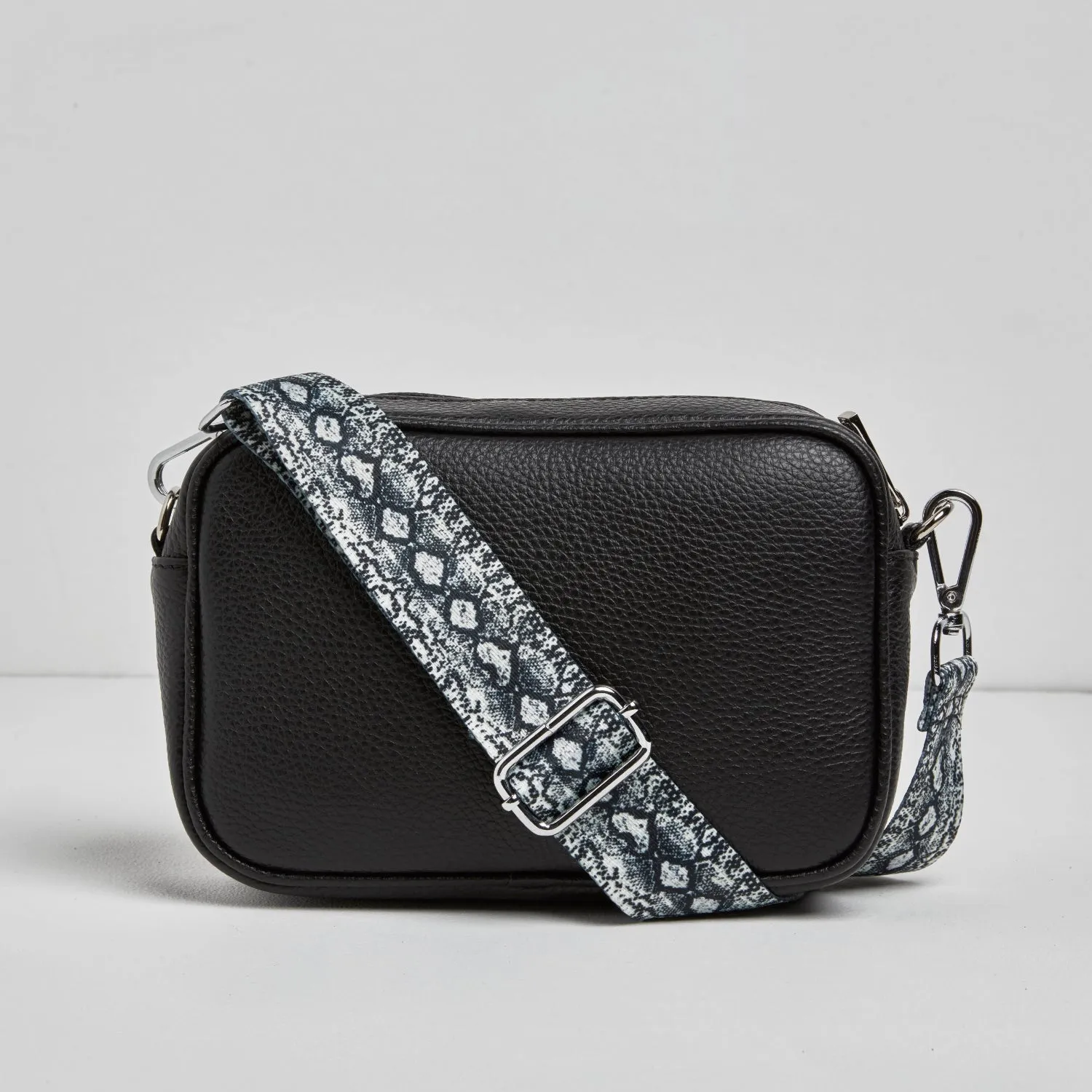 Florence Crossbody Bag in Black with Snake Strap