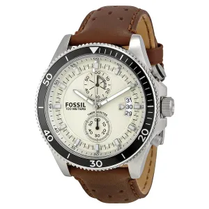 Fossil Wakefield Chronograph Eggshell Dial Brown Leather Men's Watch