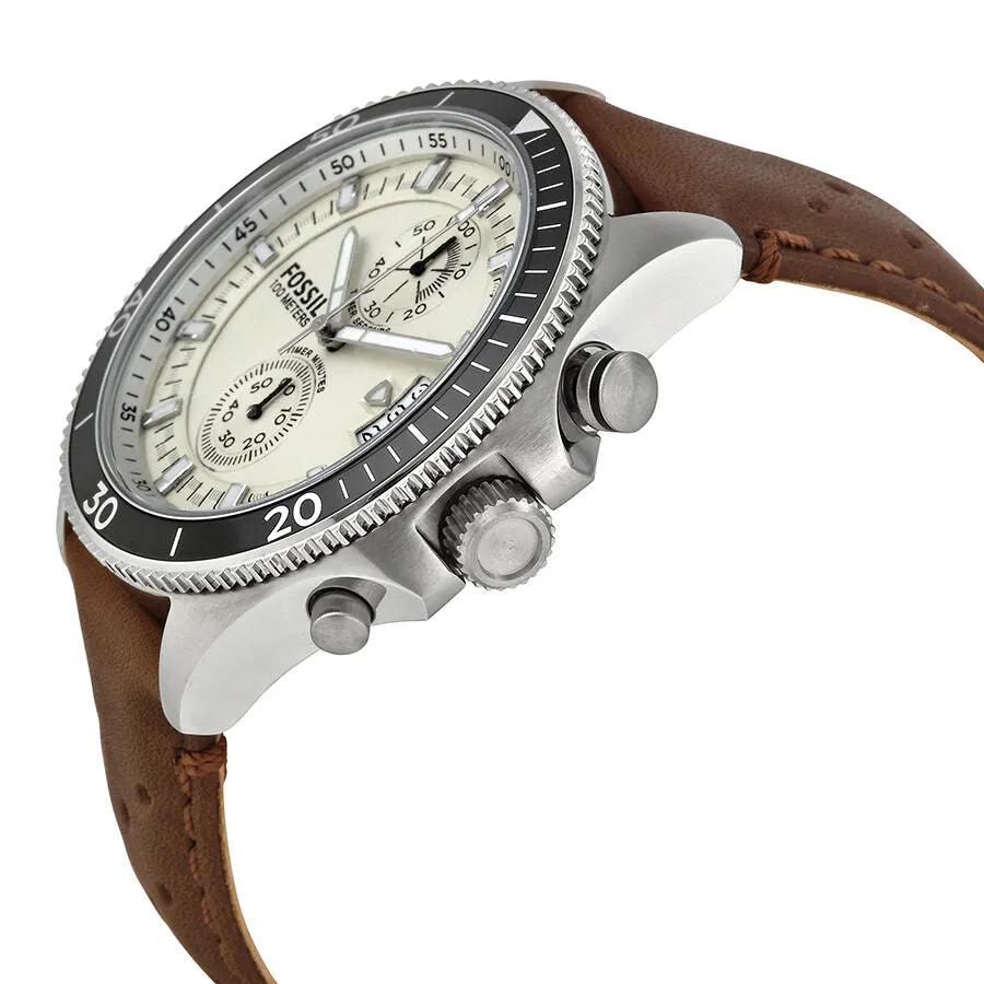 Fossil Wakefield Chronograph Eggshell Dial Brown Leather Men's Watch