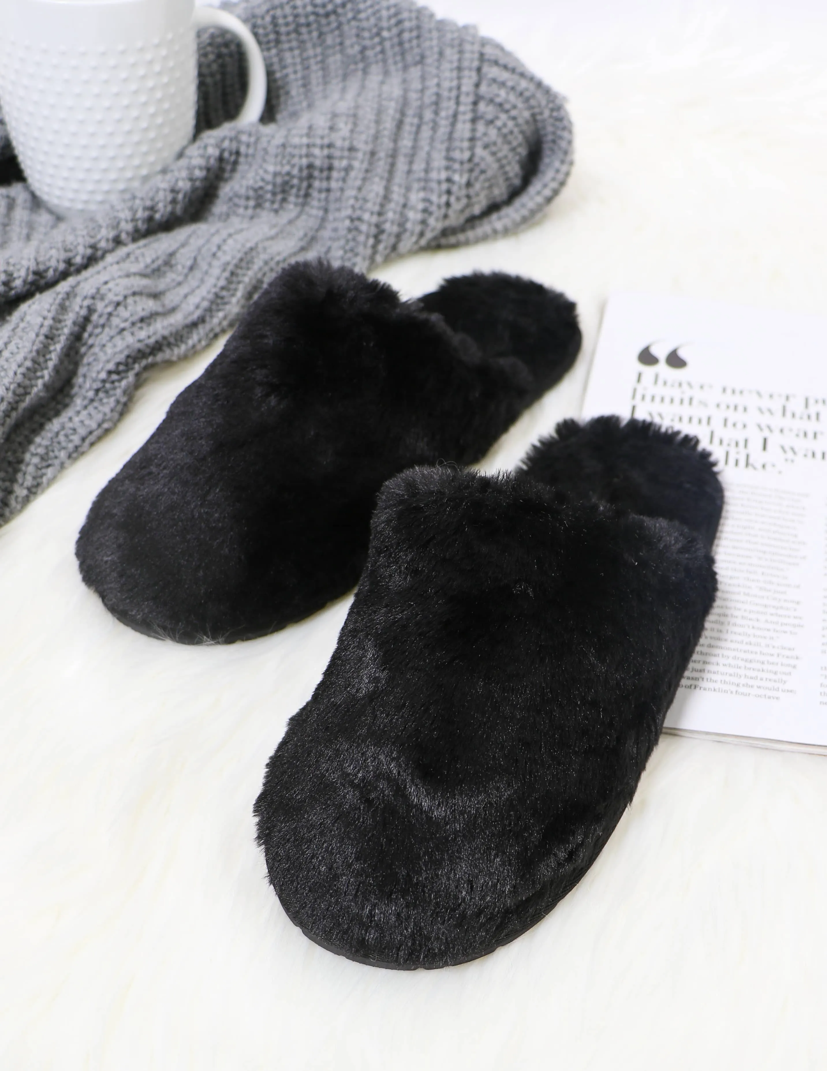 FUZZY WUZZY SLIPPER - Black
