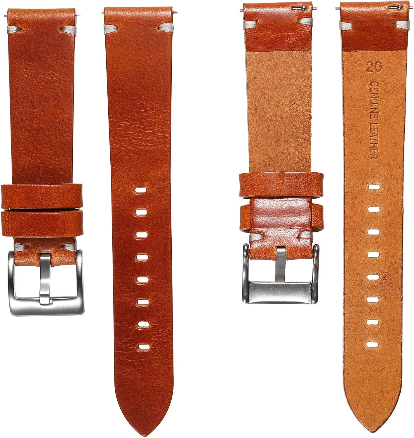 Genuine Leather Watch Band,Vintage Handmade Quick Release Watch Strap Replacement for Men Women,18mm 20mm 22mm 24mm