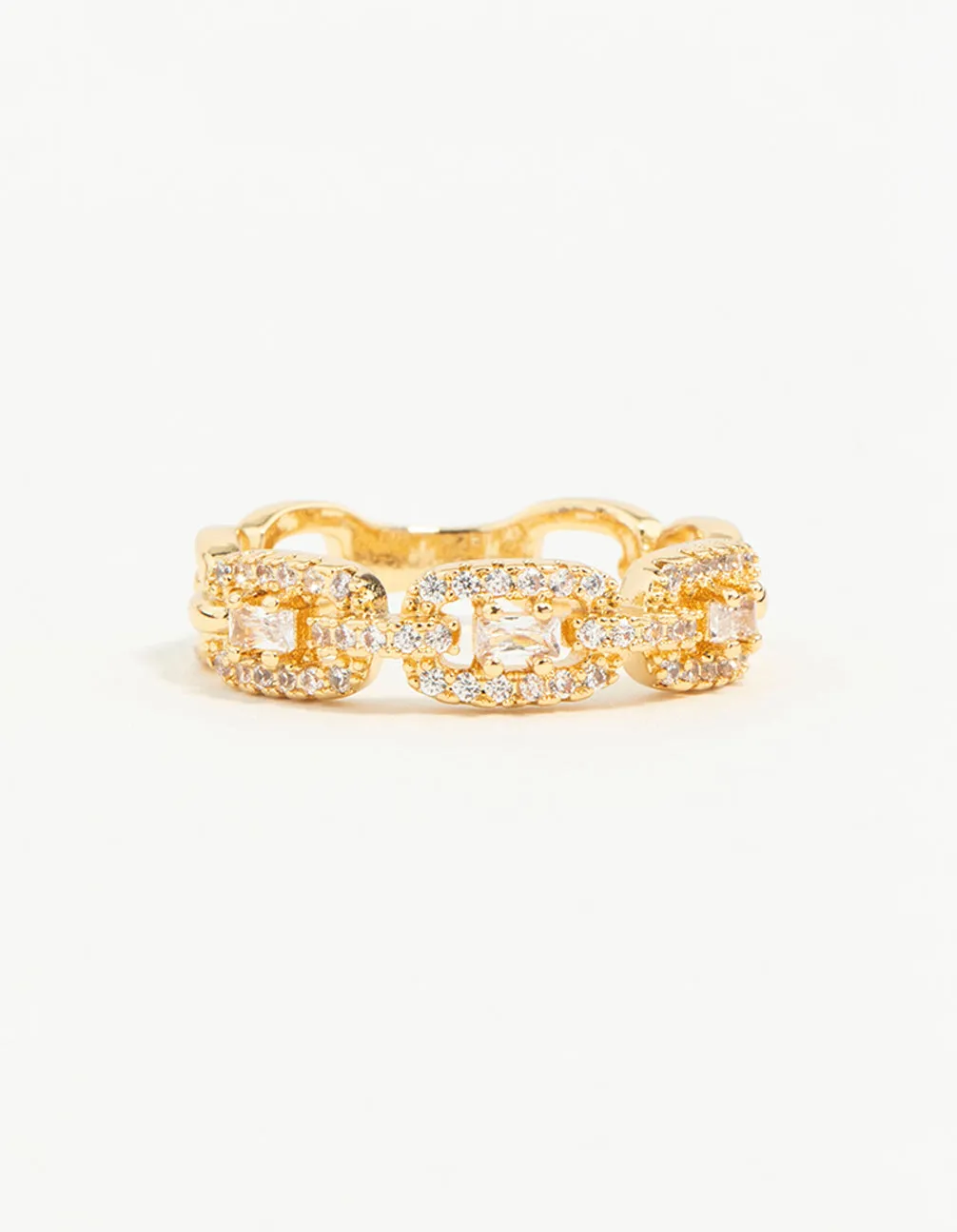 Gold Plated Cubic Zirconia Chain Ring