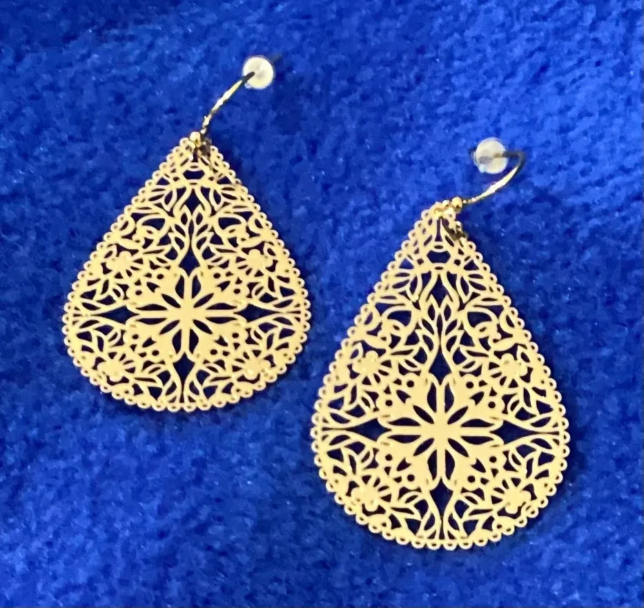 Gold Plated Filagree Earrings Lacey by Rebecca Coutlee