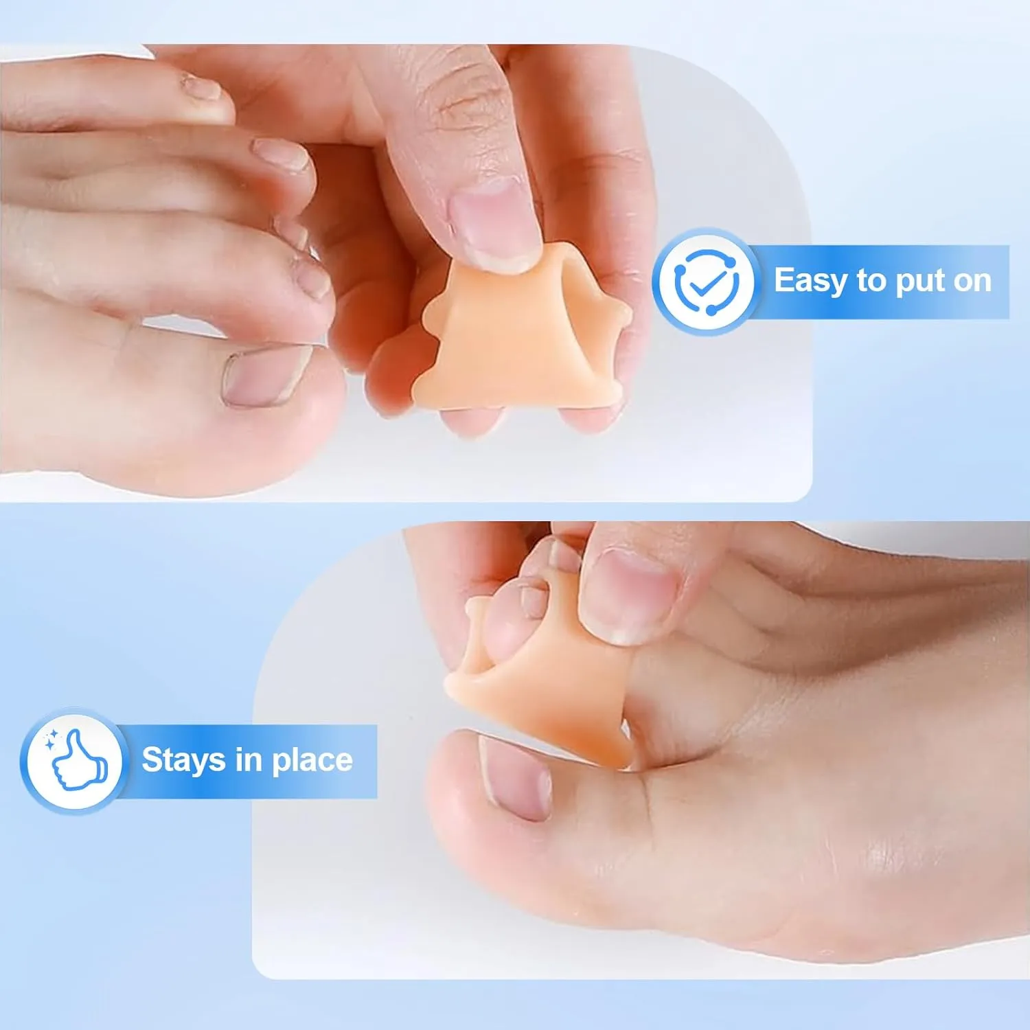 Hammer Toe Corrector, 6 Pack Toe Spacers, Toe Straighteners for Curled Toes, Bunion Corrector for Preventing Rubbing & Relieve Pressure (Large)