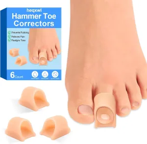 Hammer Toe Corrector, 6 Pack Toe Spacers, Toe Straighteners for Curled Toes, Bunion Corrector for Preventing Rubbing & Relieve Pressure (Large)