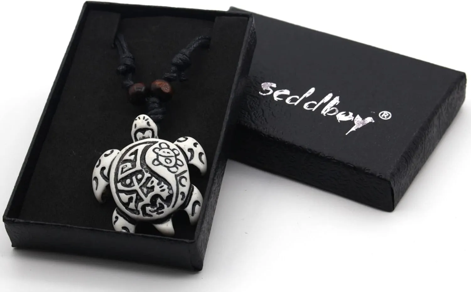 Hawaiian Sea Turtle Pendant Necklace for Women Men - Adjustable Cord Surfer Necklace