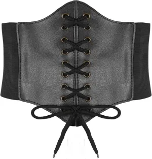 Hoerev Corsets Belt Tops Leather Vest Pirate Halloween Costume Lace Up Waist Belt Bustiers Corsets For Women