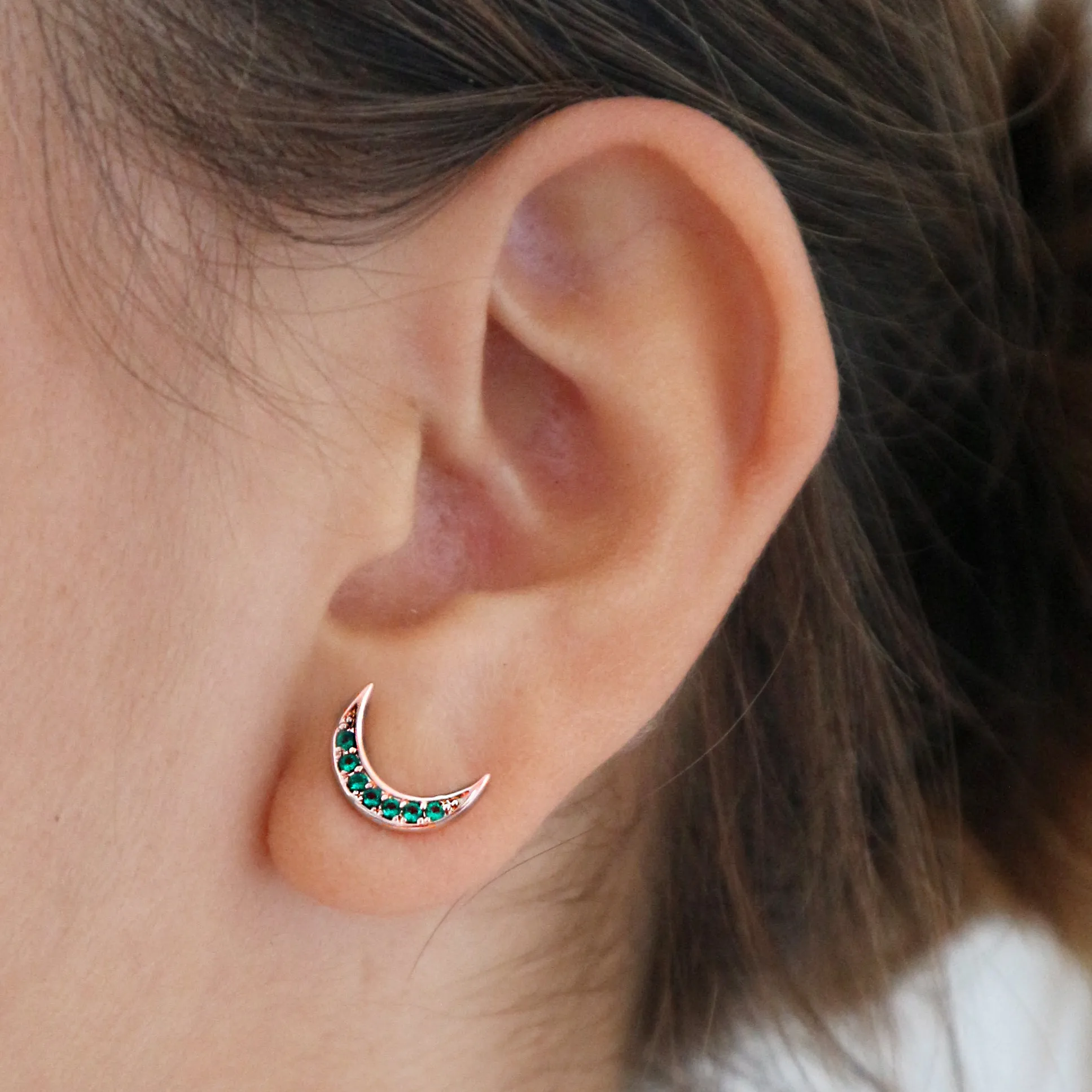 Jewelled Moon Crescent Earrings