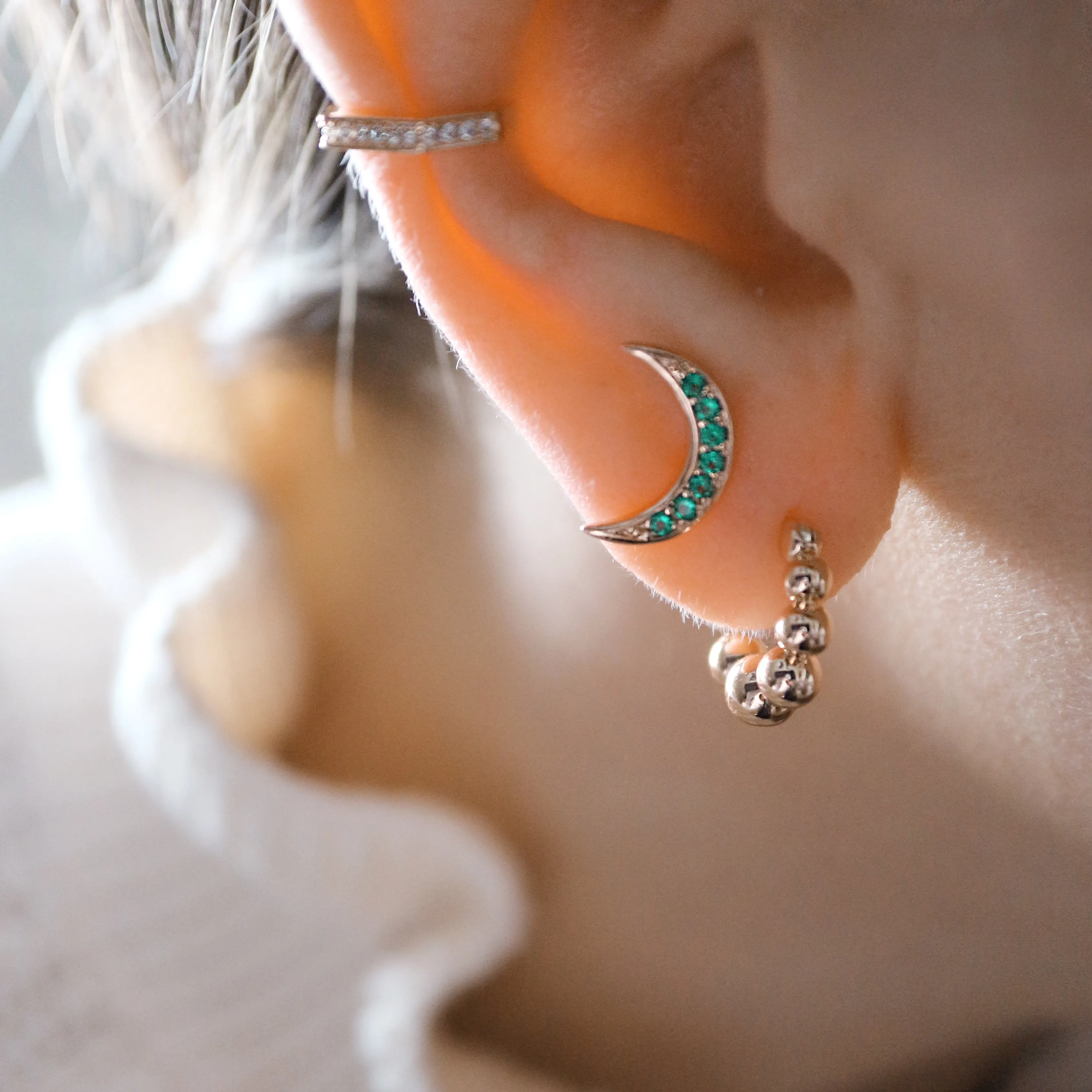 Jewelled Moon Crescent Earrings