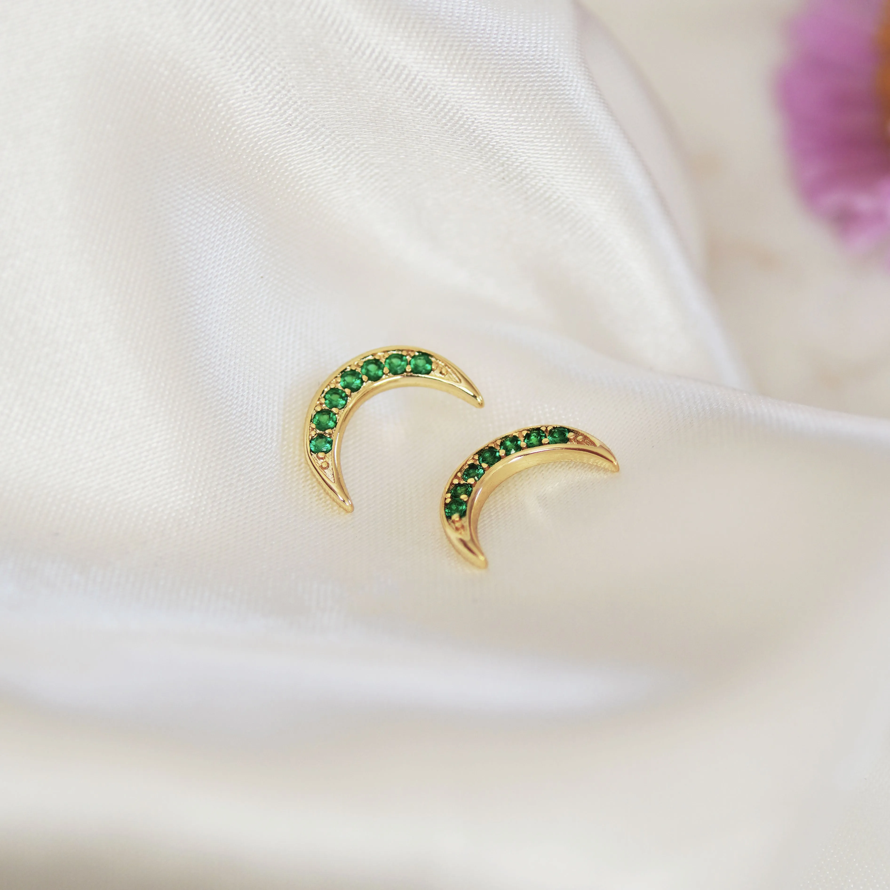 Jewelled Moon Crescent Earrings