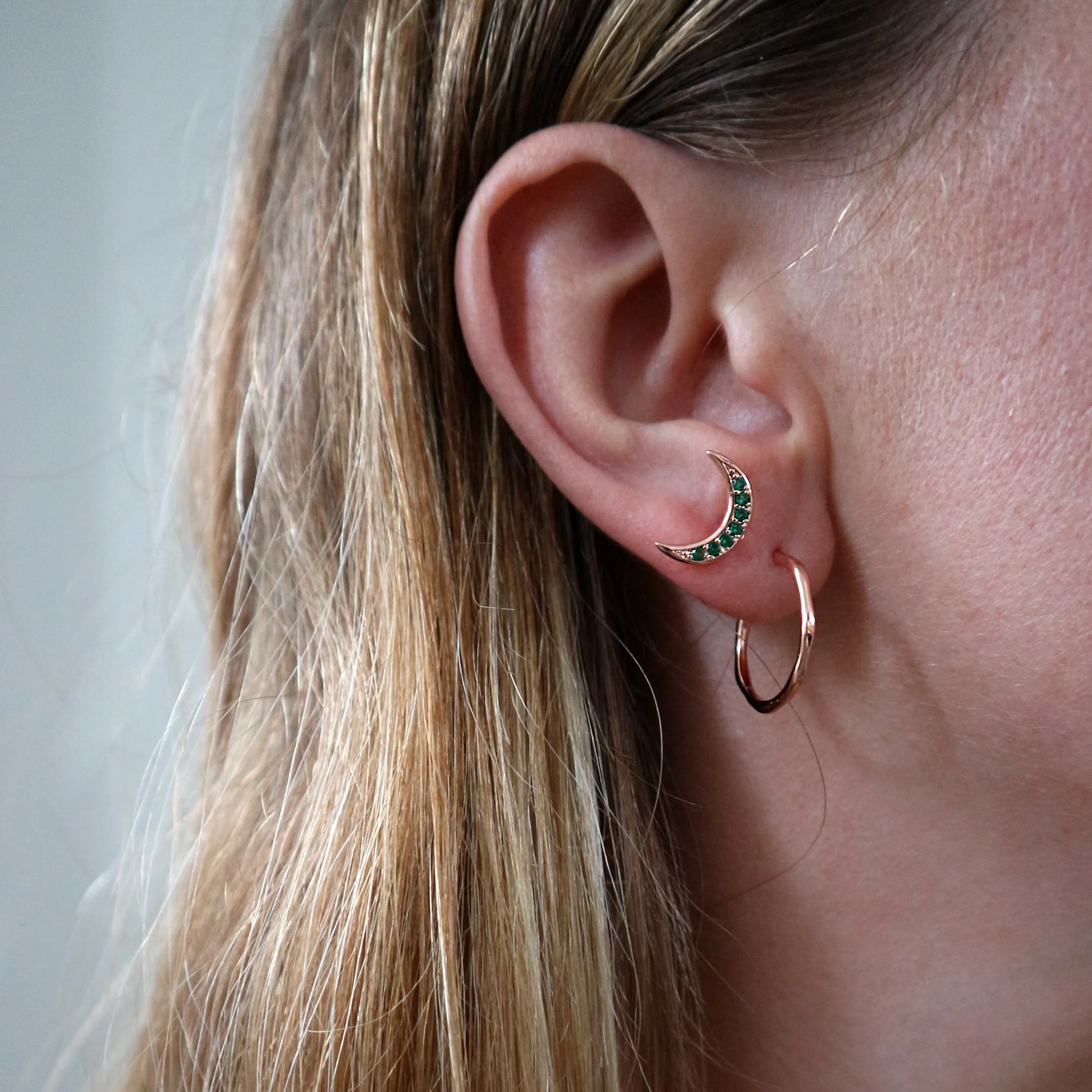 Jewelled Moon Crescent Earrings
