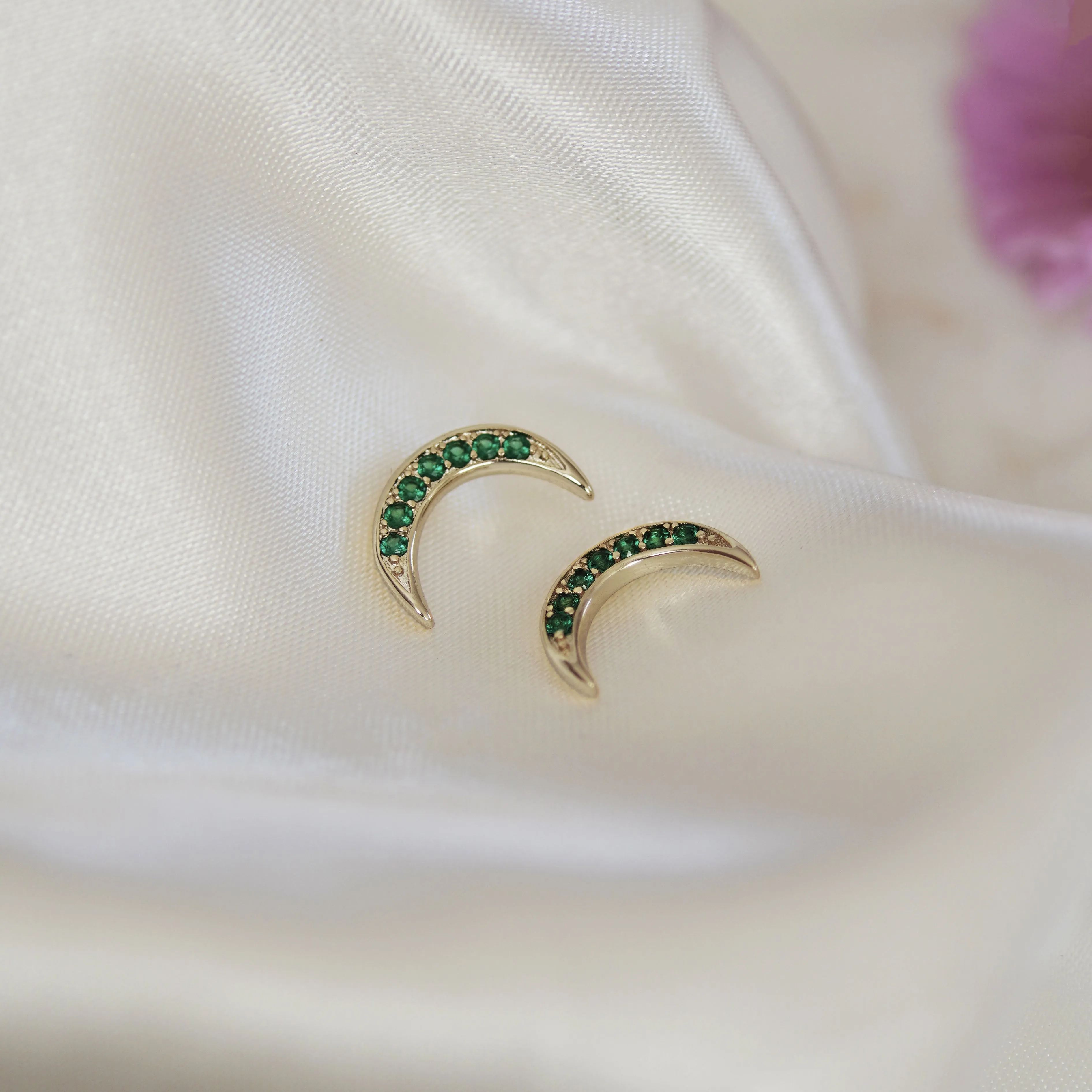 Jewelled Moon Crescent Earrings
