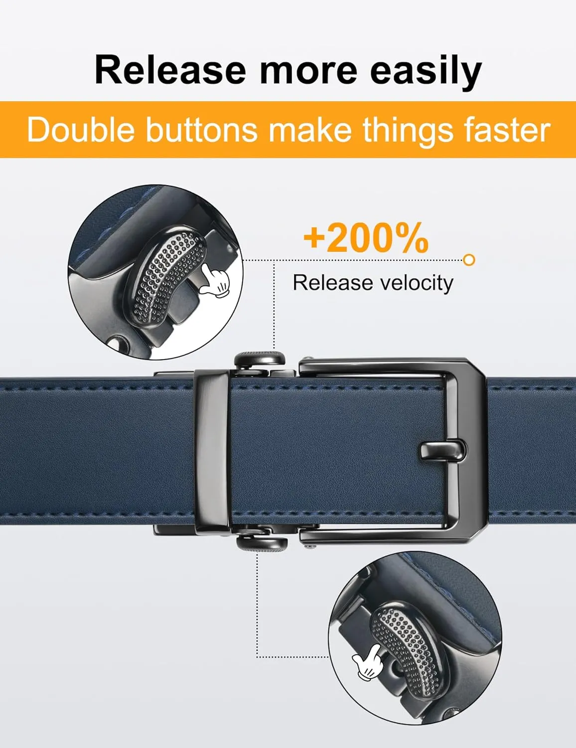 JUKMO 1.5" (38mm) Leather Ratchet Belt for Men in Gift Box