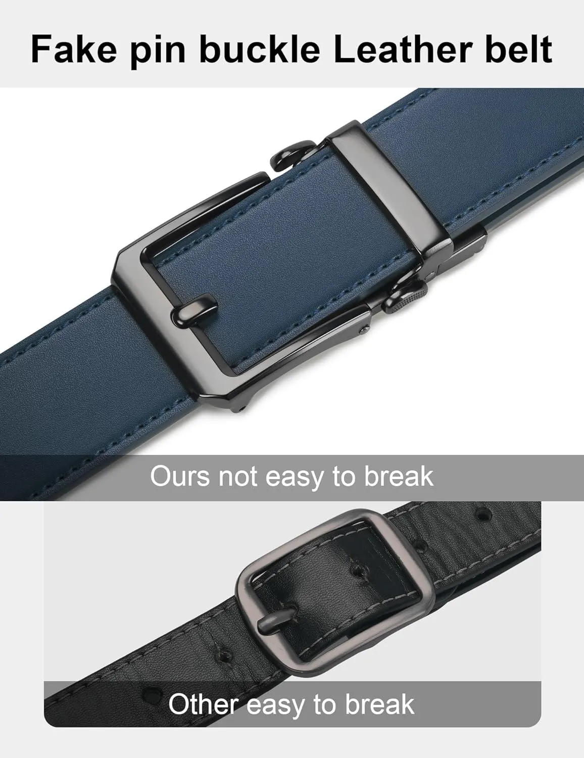 JUKMO 1.5" (38mm) Leather Ratchet Belt for Men in Gift Box