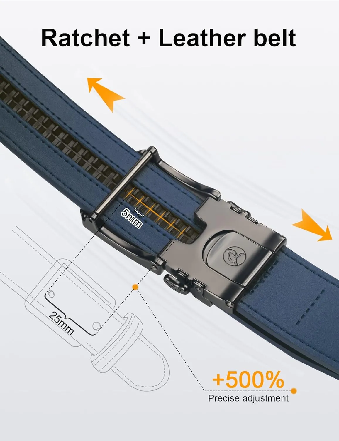 JUKMO 1.5" (38mm) Leather Ratchet Belt for Men in Gift Box