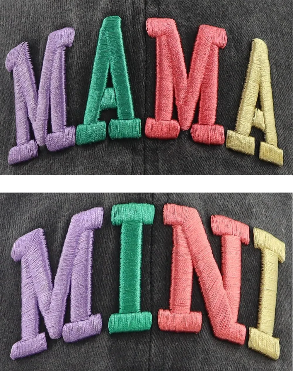 Kahhrepa 2PCS Mama and Mini Hats for Women Girls, Funny Adjustable Embroidered Cotton 3D Mom Daughter Baseball Cap