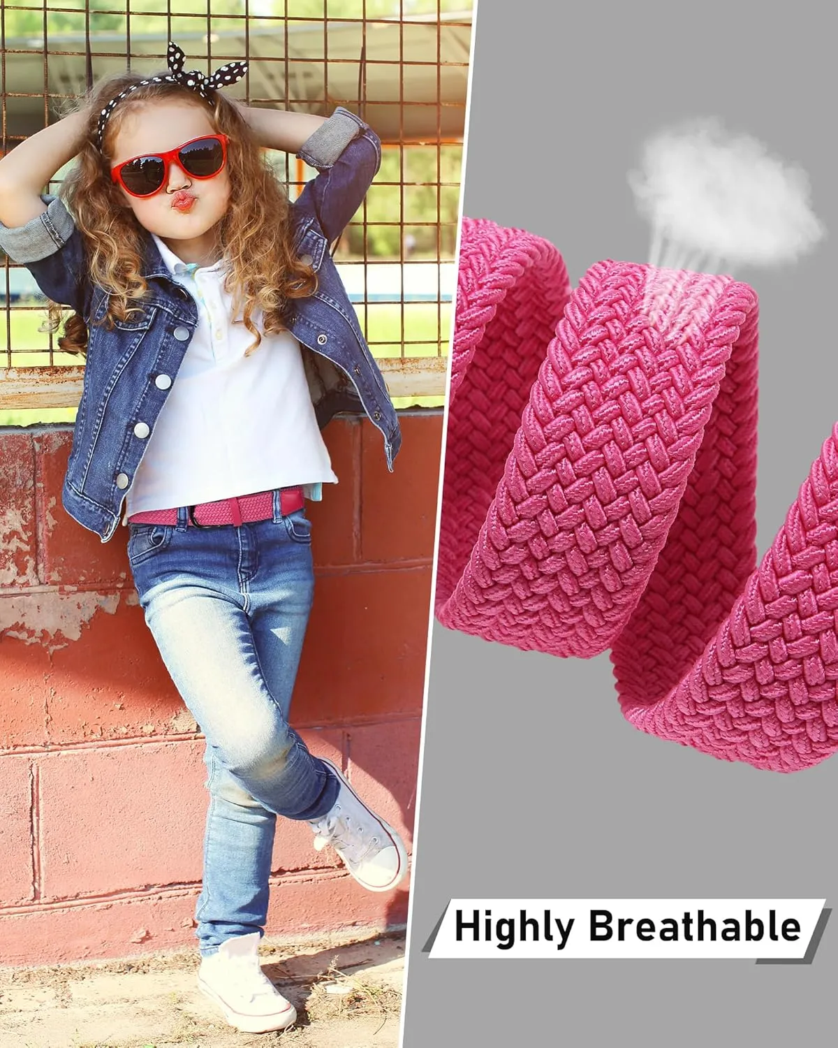 Kajeer Kids Belt for Boy, Stretch Braide Toddler Belt Pin Buckle Elastic Woven PU Golf Toddler Youth Belt for Casual