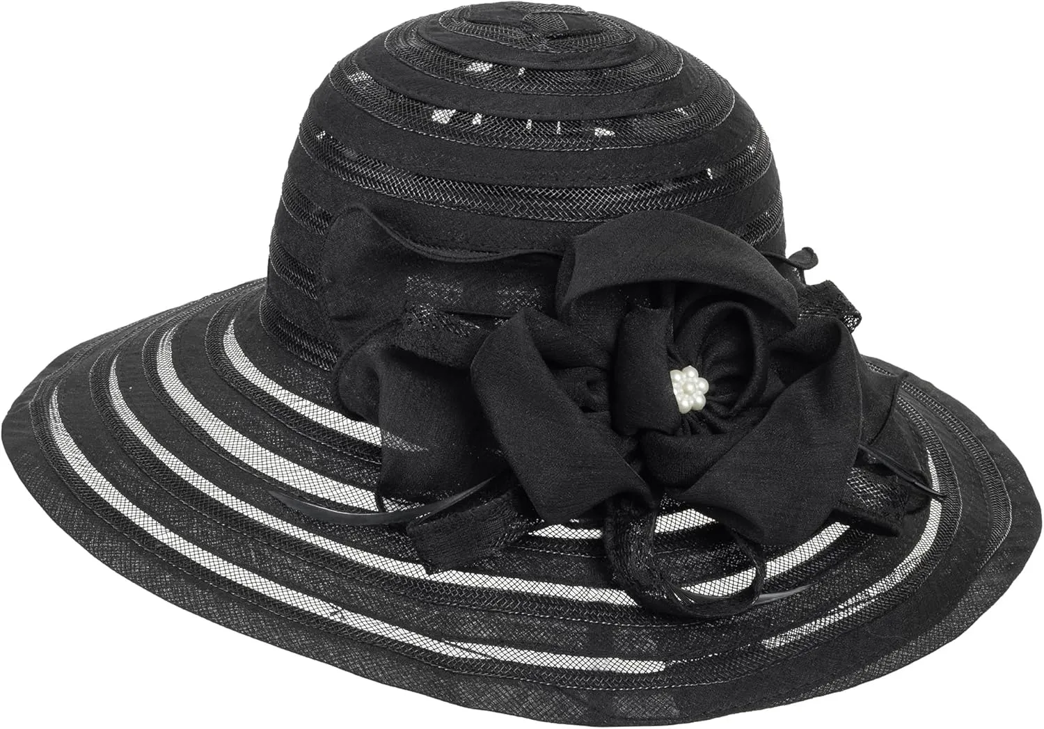 Kentucky Organza Wide Brim Sun Hat Summer Derby Hats for Tea Party Wide Brim Bowler Cap