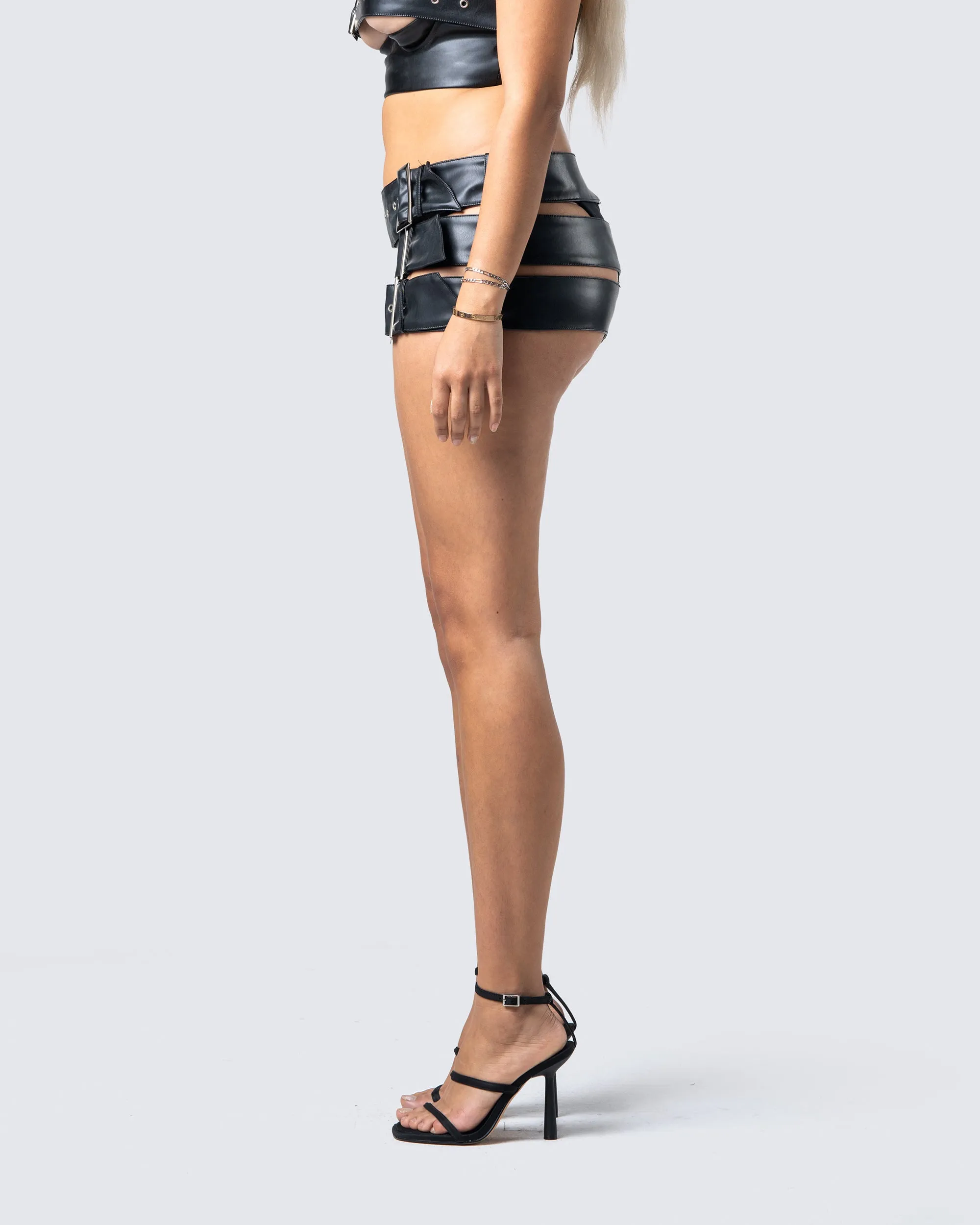 Kristin Black Vegan Leather Skirt