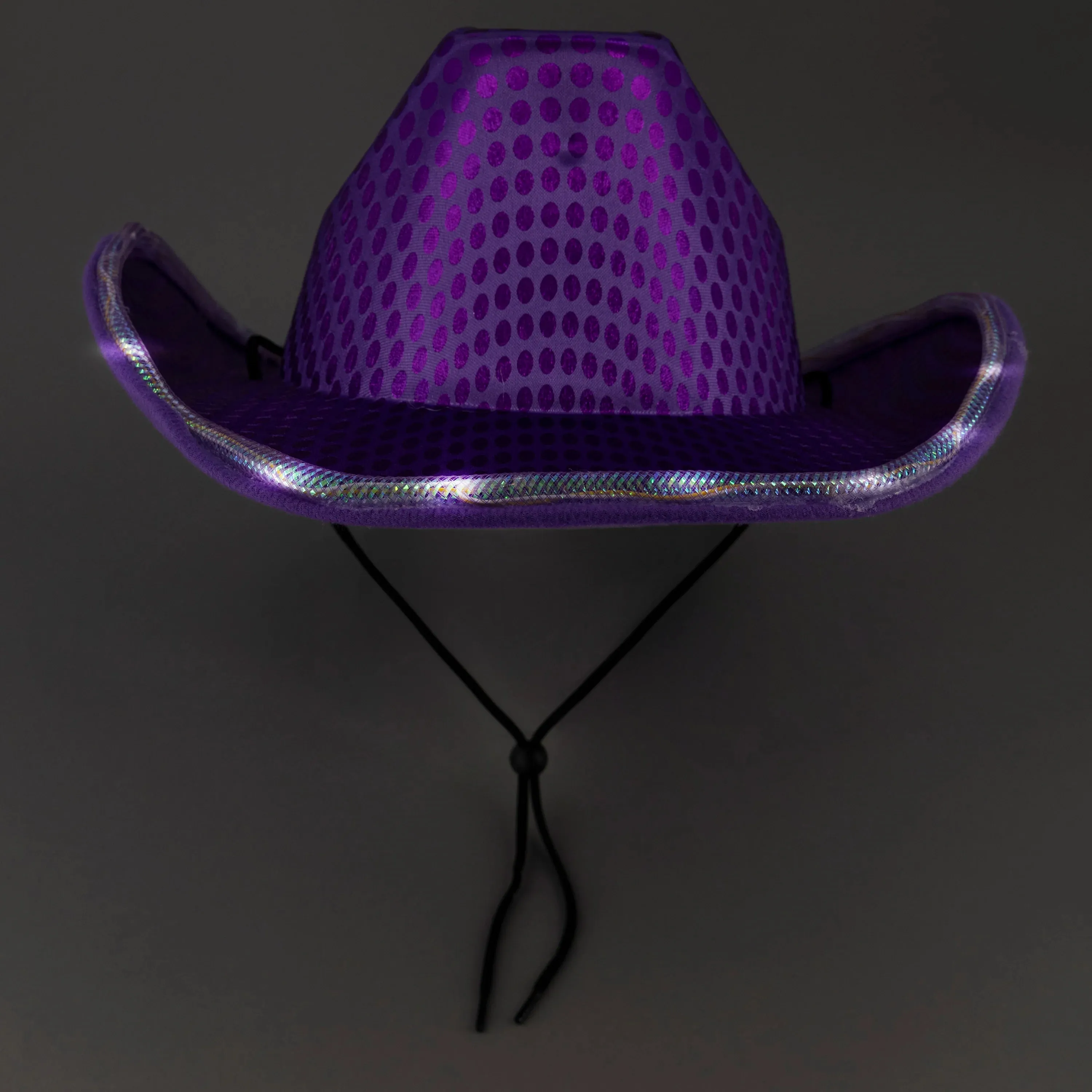 LED Light Up Flashing Sequin Black & Purple Cowboy Hat - Pack of 2 Hats
