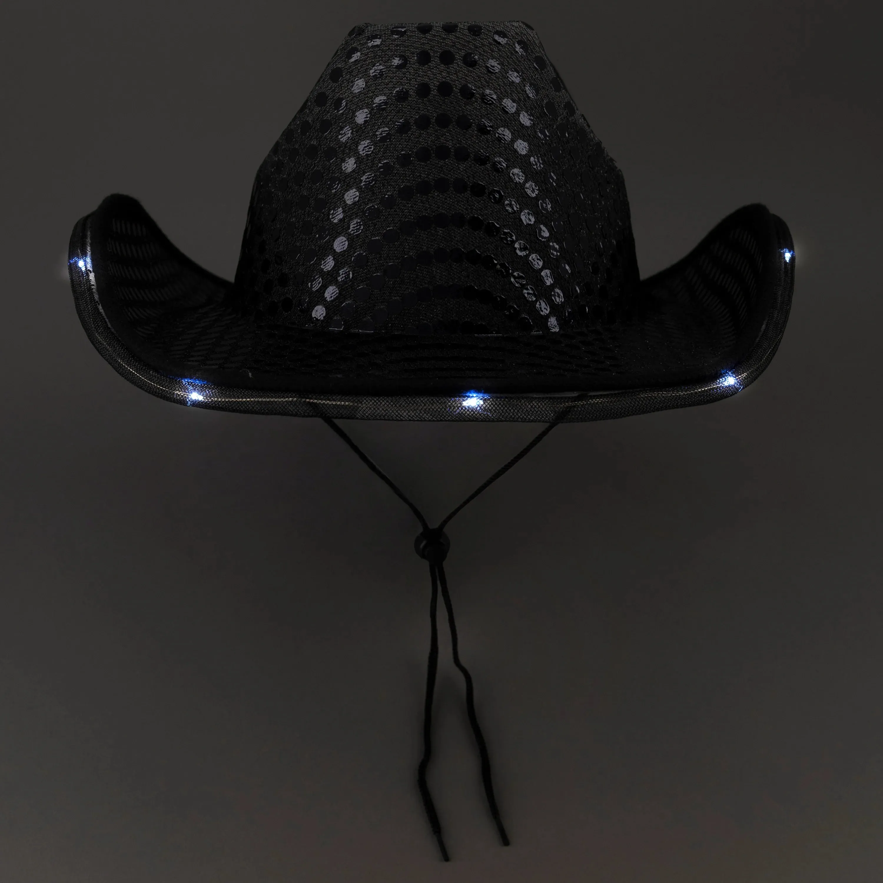 LED Light Up Flashing Sequin Black & Purple Cowboy Hat - Pack of 2 Hats