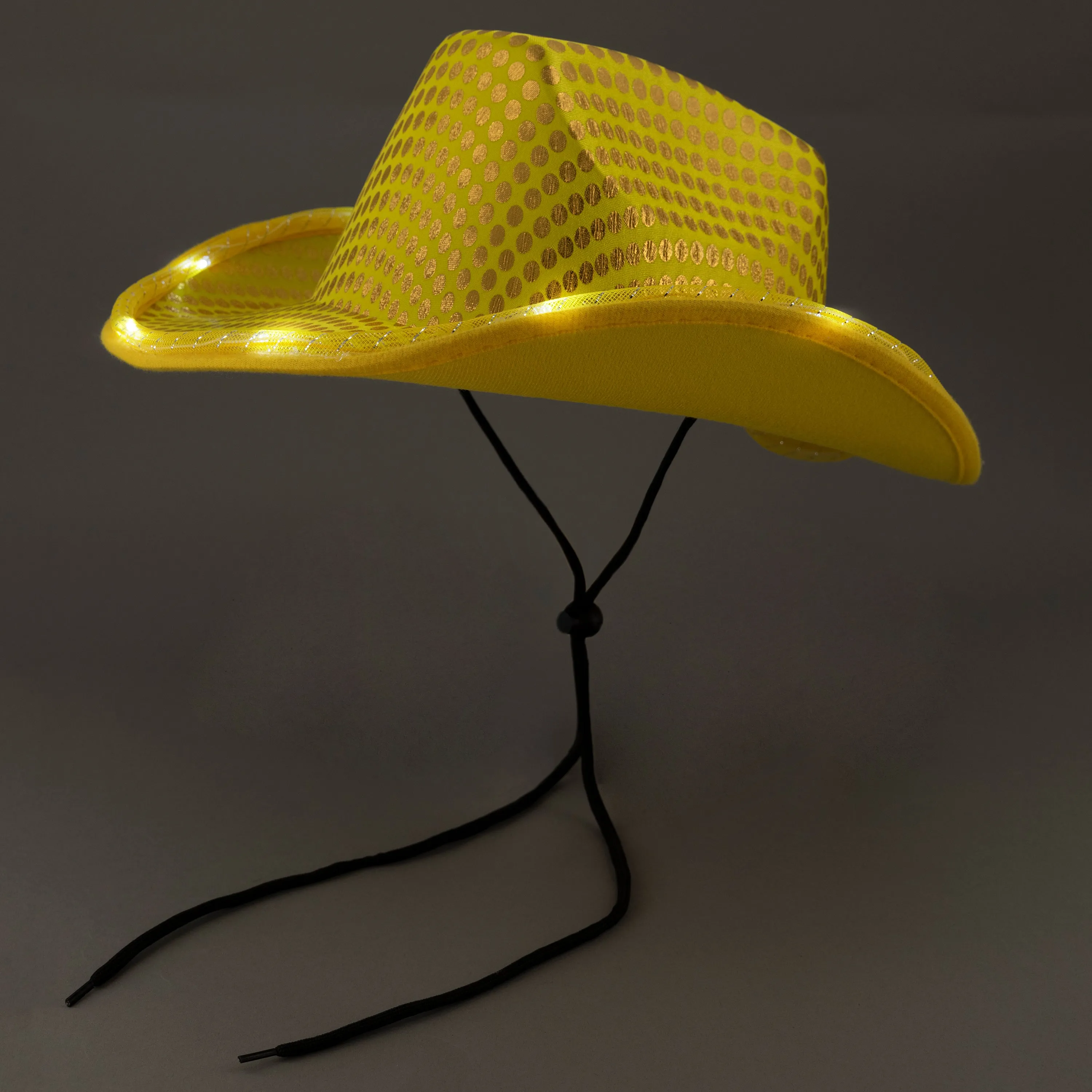 LED Light Up Flashing Sequin Gold Cowboy Hat - Pack of 96 Hats
