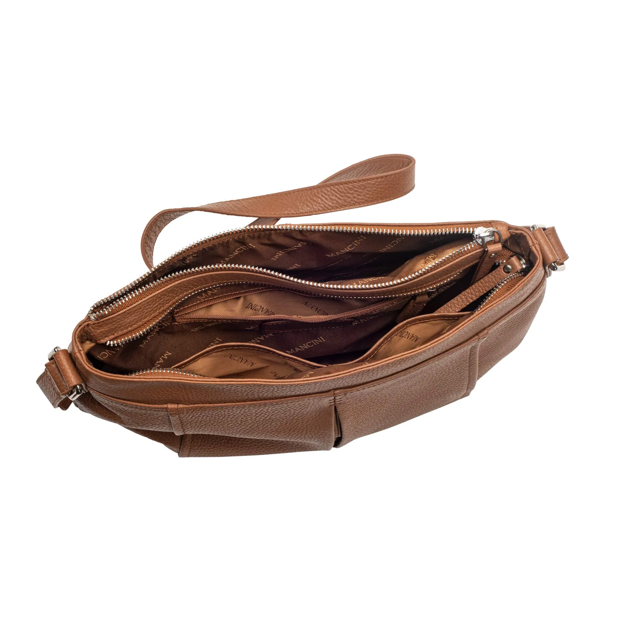 Mancini Pebbled Scarlet Crossbody Hobo bag