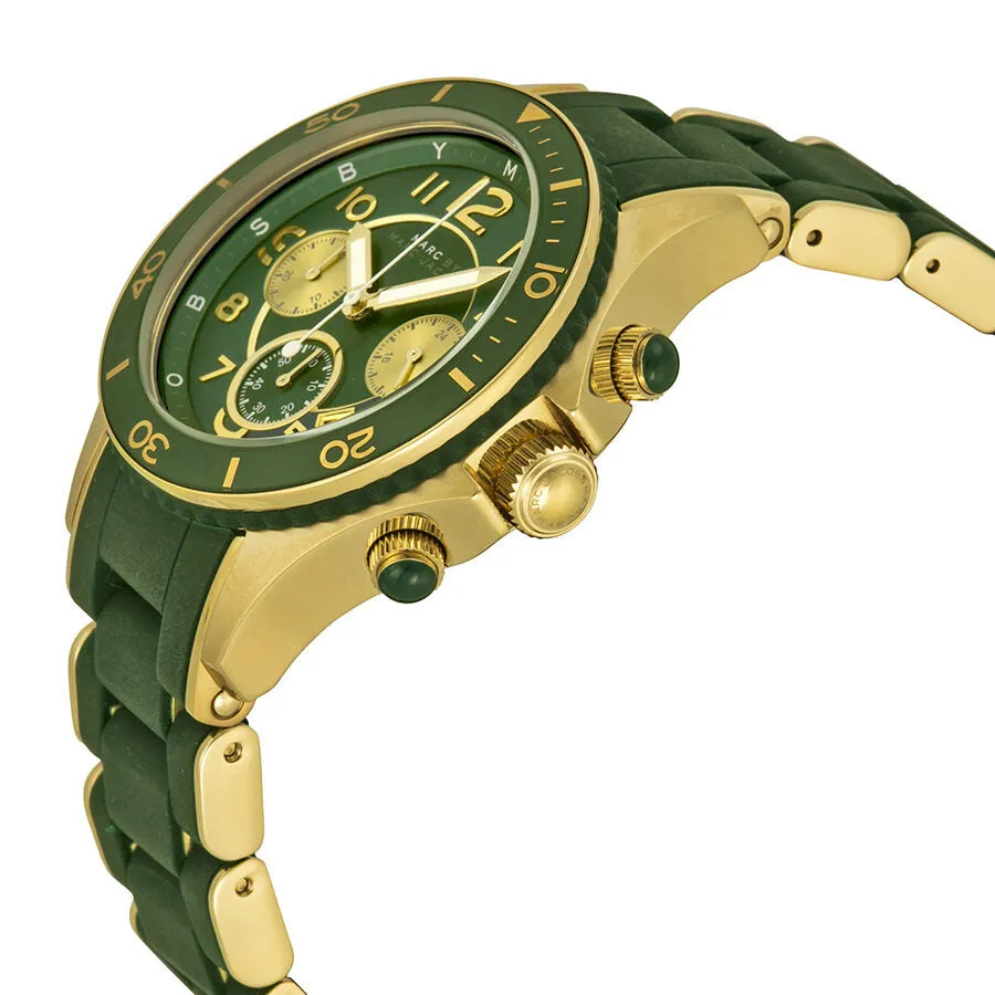 Marc By Marc Jacobs Rock Chronograph Teal Dial Teal Rubber Ladies Watch MBM2597