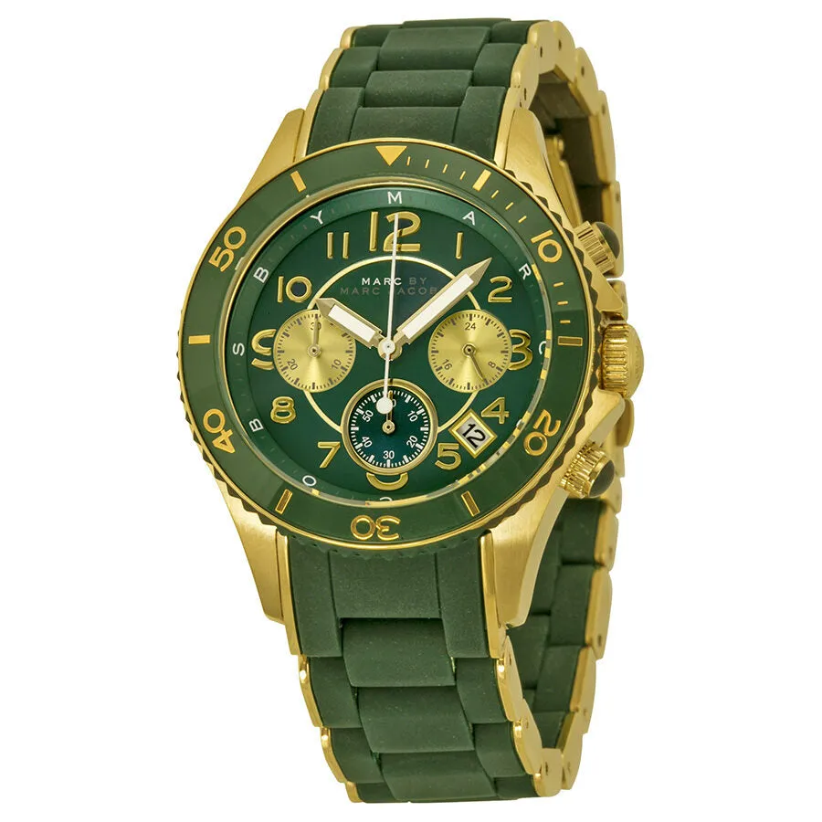 Marc By Marc Jacobs Rock Chronograph Teal Dial Teal Rubber Ladies Watch MBM2597