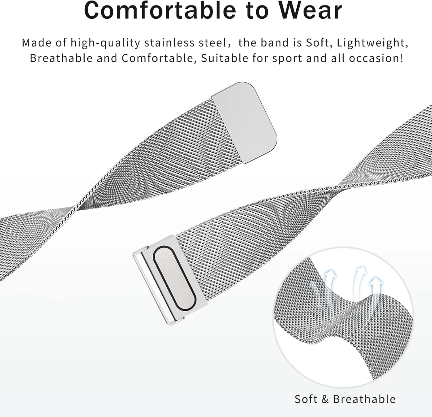 Meliya Metal Watch Bands, 20mm 22mm Quick Release Watch Strap, Stainless Steel Mesh Replacement band for Women Men