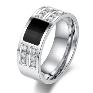 Men's Ring Jewelry Stainless Steel Beauty Crystal Mens Ring With CZ Stone Male Cool Party Jewelry
