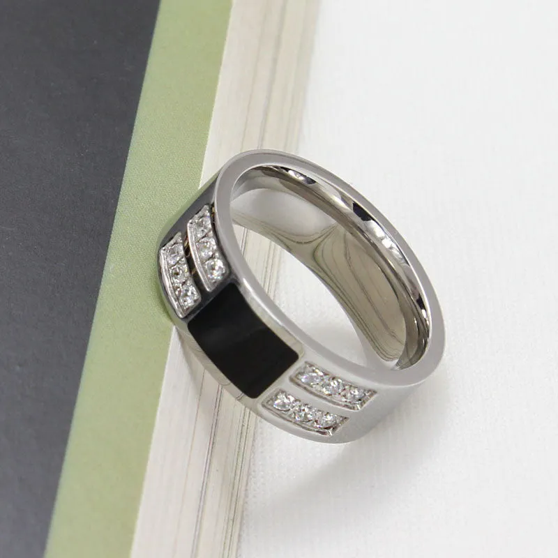 Men's Ring Jewelry Stainless Steel Beauty Crystal Mens Ring With CZ Stone Male Cool Party Jewelry