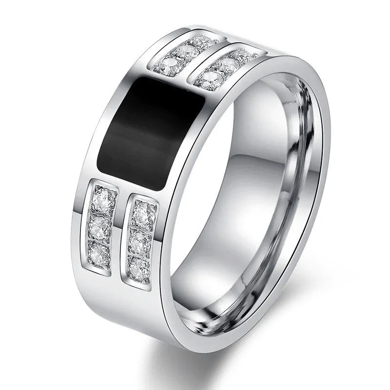 Men's Ring Jewelry Stainless Steel Beauty Crystal Mens Ring With CZ Stone Male Cool Party Jewelry