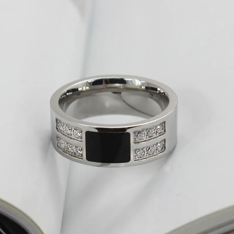 Men's Ring Jewelry Stainless Steel Beauty Crystal Mens Ring With CZ Stone Male Cool Party Jewelry