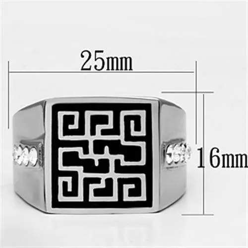 Mens Silver Glyph Stainless Steel Black Synthetic Crystal