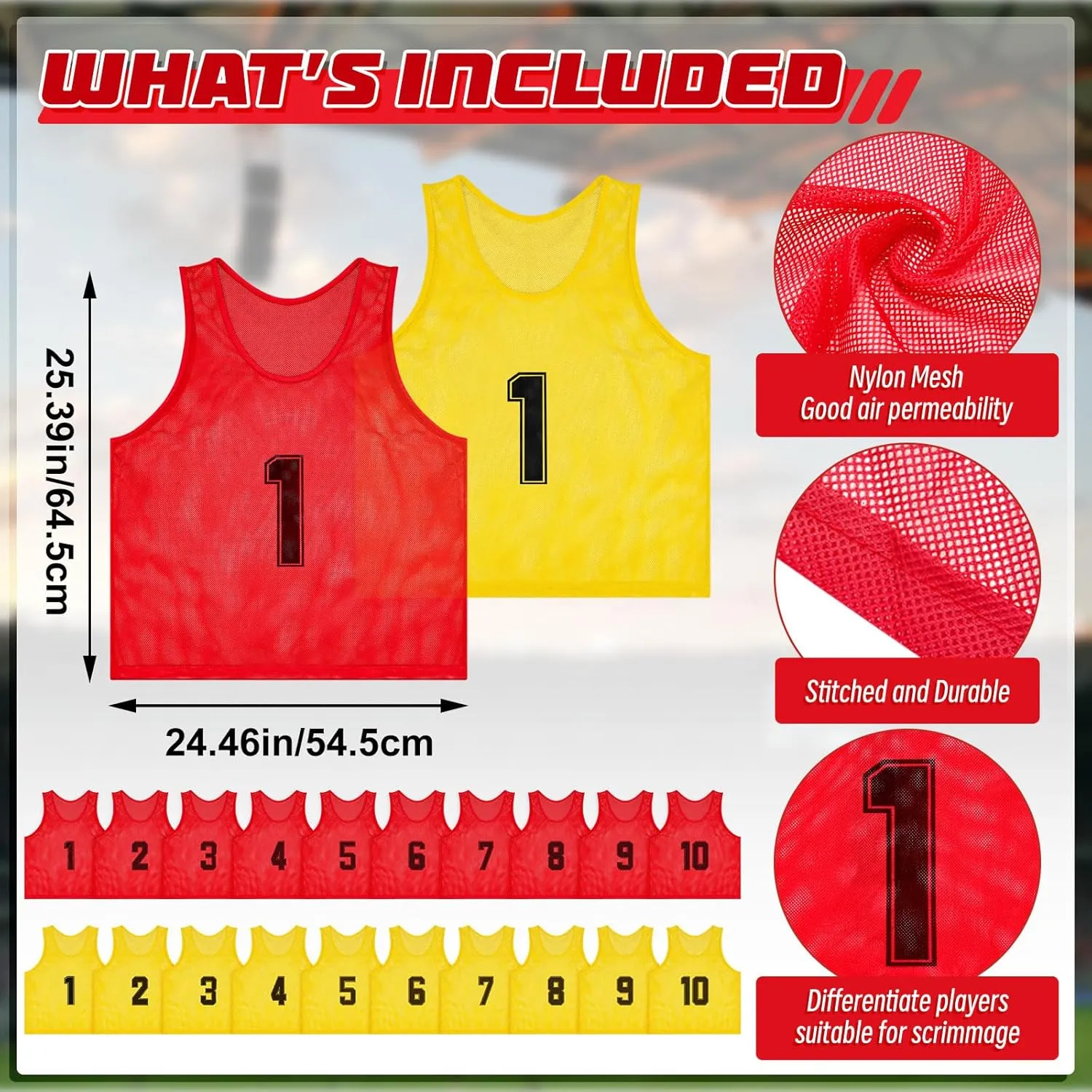 Meooeck 20 Player Flag Football Set Training Equipment Include Flag, Jersey, Football, Belt, Cone