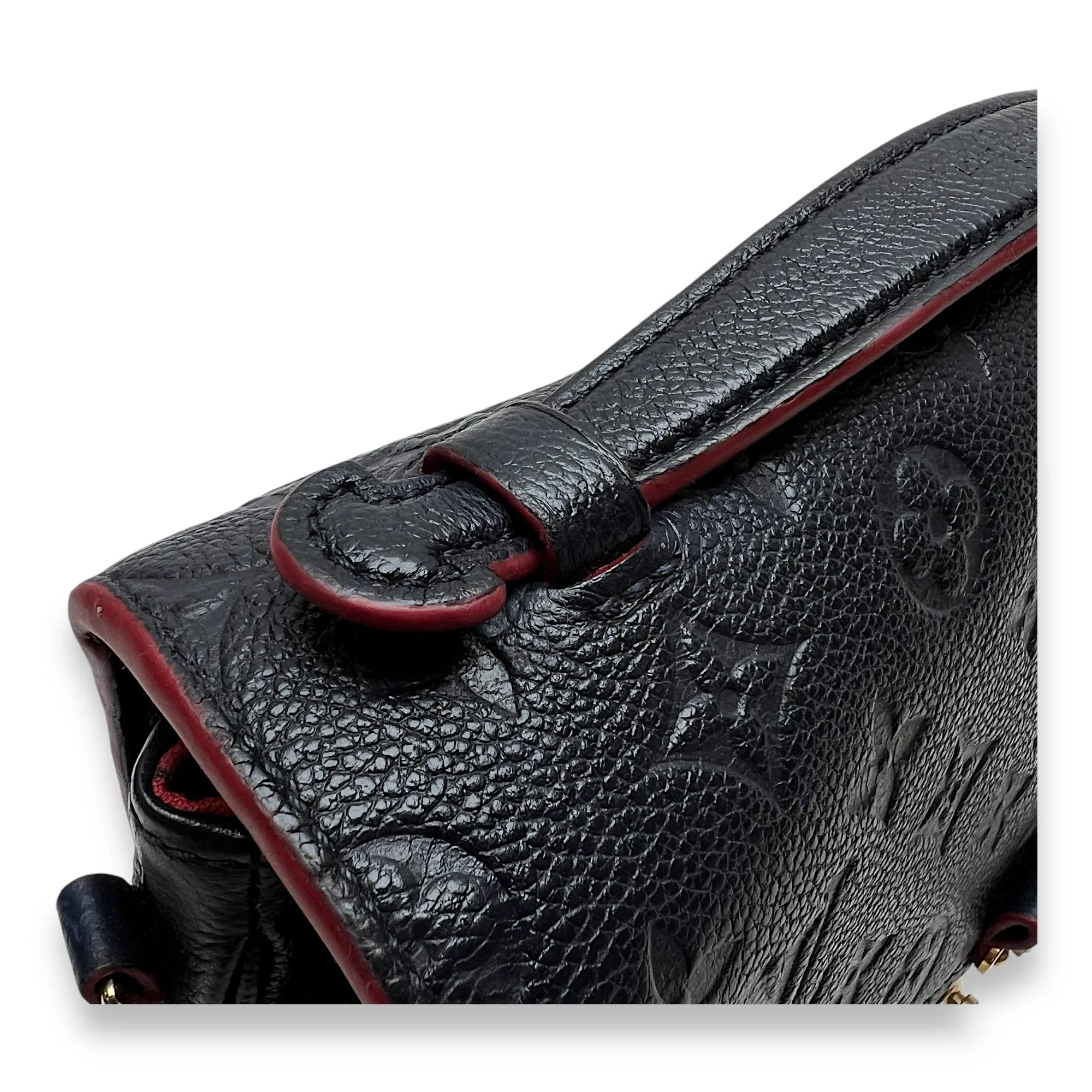 Metis Pochette Blue Crossbody Bag in Monogram Empreinte Leather, Gold hardware
