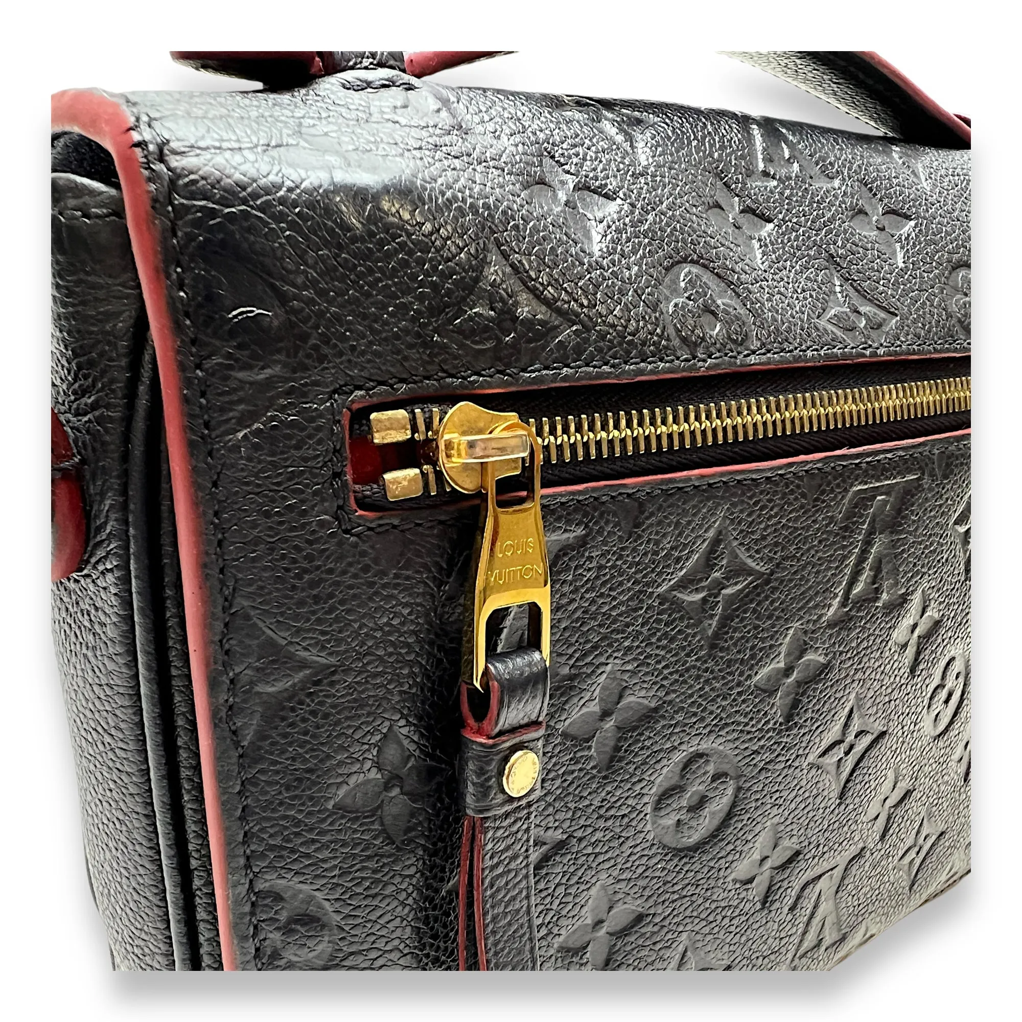 Metis Pochette Blue Crossbody Bag in Monogram Empreinte Leather, Gold hardware