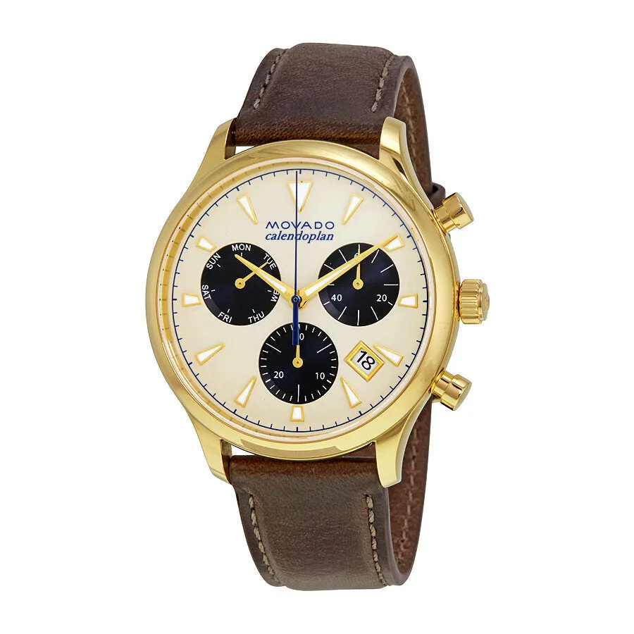 Movado Heritage Chronograph Parchment Dial Men's Watch 3650007