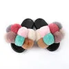 New arrival high quality plush flip flops women summer fluffy slides faux fur slippers