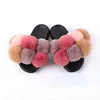 New arrival high quality plush flip flops women summer fluffy slides faux fur slippers