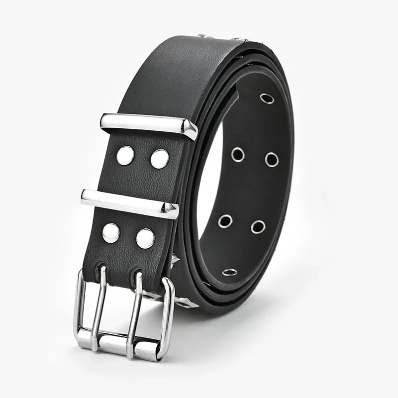 New Star Eye Rivet Belt Goth Style Double Pin Buckle