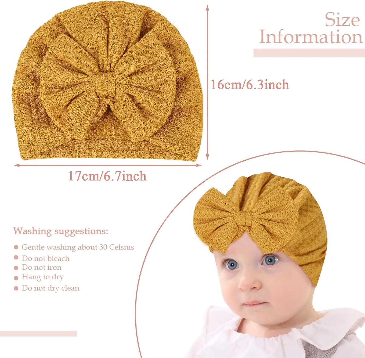 Newborn Hospital Hat Mittens Baby Beanies with Bow Knot Infant Caps Soft Cute Toddler Headwrap for Boys Girls