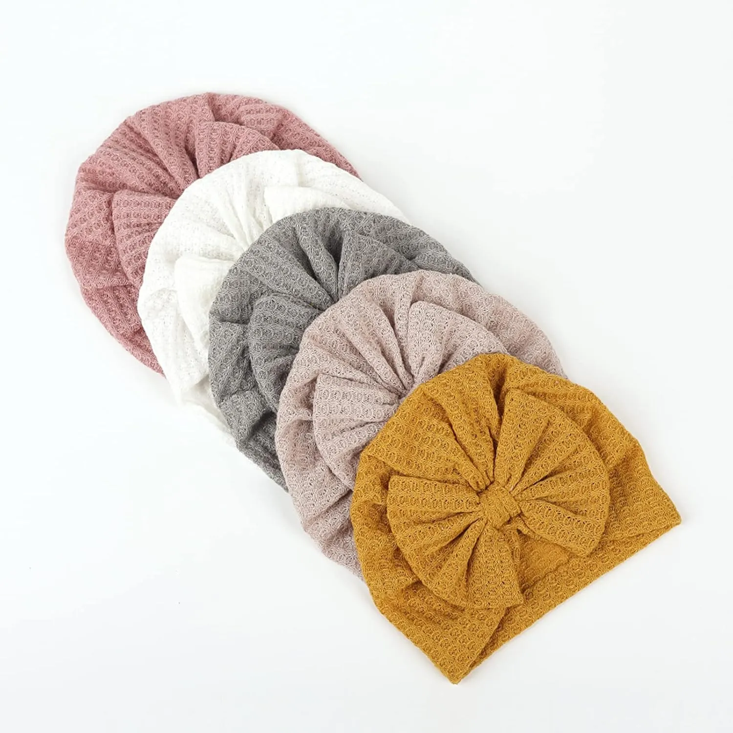 Newborn Hospital Hat Mittens Baby Beanies with Bow Knot Infant Caps Soft Cute Toddler Headwrap for Boys Girls