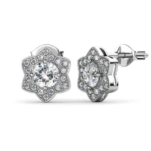 Poppy 18k White Gold Plated Stud Earrings with Swarovski Crystals